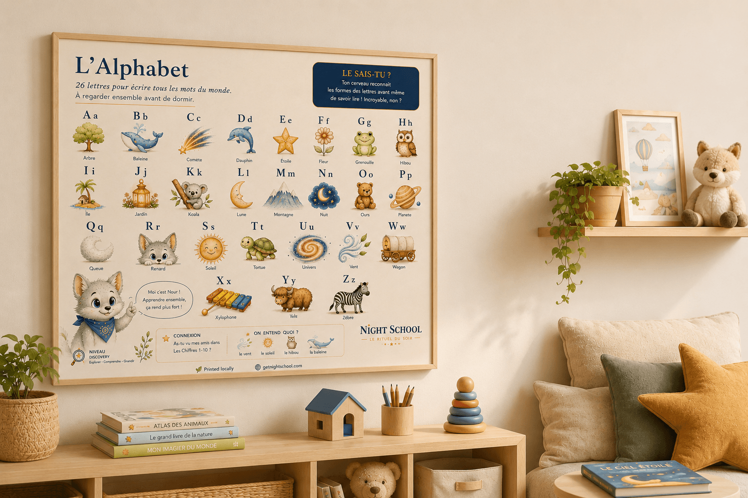Affiche Night School encadrée dans une chambre d'enfant