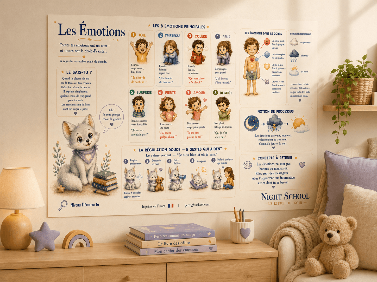 The Emotions — framed poster in a child's bedroom